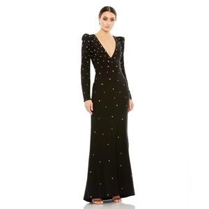 Ieena for Mac Duggal Rhinestone Encrusted Long Sleeve‎ Gown NWT 55797